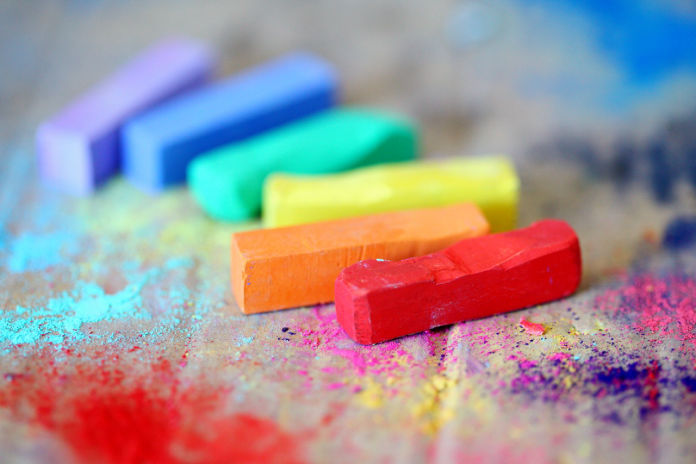 Colorful chalks depicting Rainbow or Diversity 
